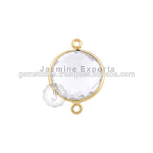 Cone de cristal Quartz Bezel, Vermeil Gold Plated Bezel conectores